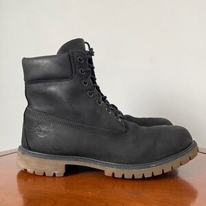 Timberland Premium 6-Inch Black Leather Waterproof Boots | US 10